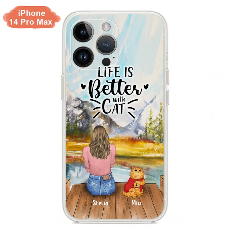 Personalized Cat Mom Phone Case - Gifts For Cat Lovers With Up to 3 Cats - Home Is Where The Paws Are - I Love Mom - Case For iPhone, Samsung And Xiaomi