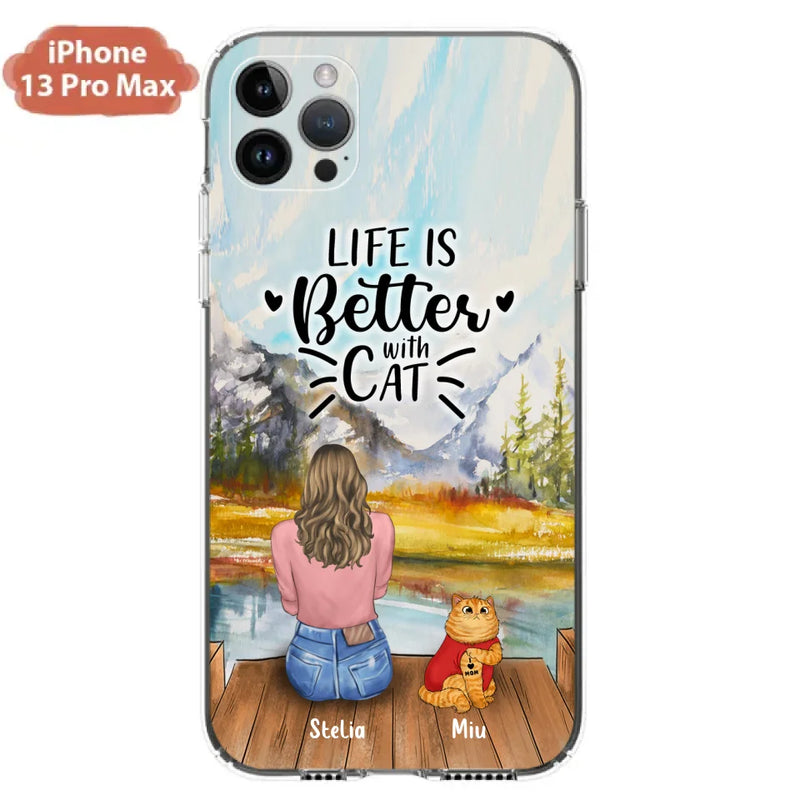 Personalized Cat Mom Phone Case - Gifts For Cat Lovers With Up to 3 Cats - Home Is Where The Paws Are - I Love Mom - Case For iPhone, Samsung And Xiaomi