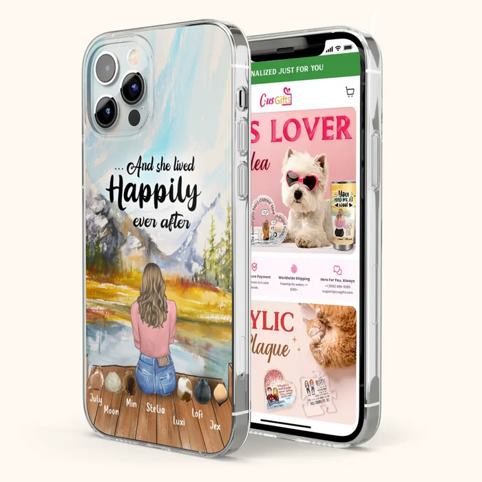 Personalized Dog Mom Phone Case - Up to 4 Dogs - And She Lived Happily Ever After