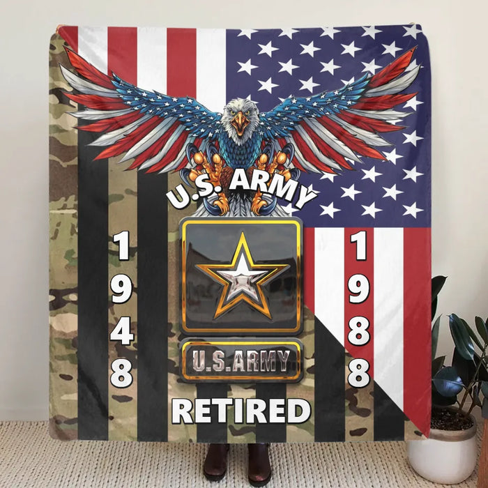 Custom Personalized Veteran Quilt/ Fleece Throw Blanket - Gift Idea For Veteran