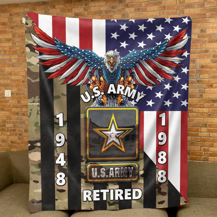 Custom Personalized Veteran Quilt/ Fleece Throw Blanket - Gift Idea For Veteran