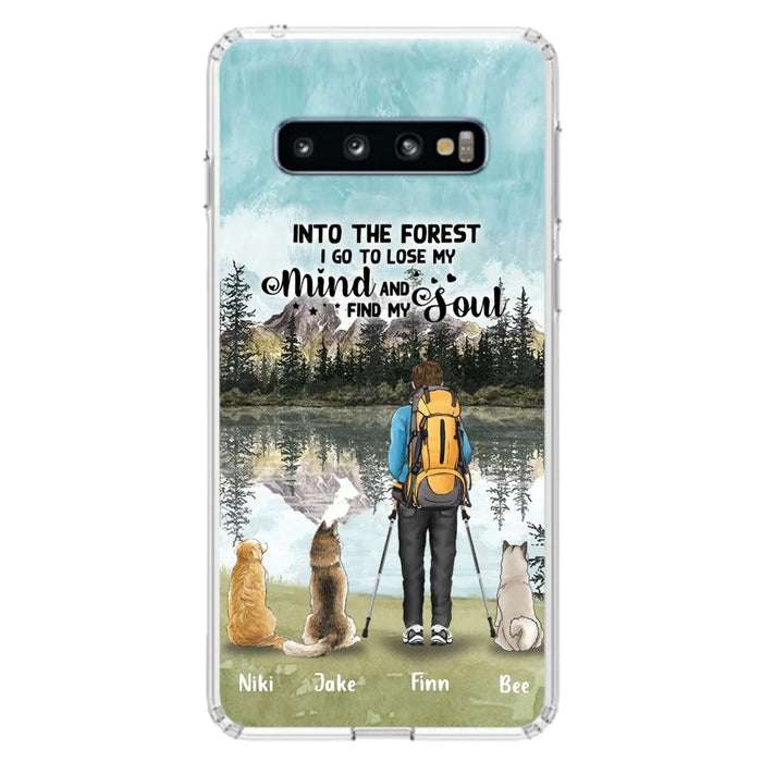 Custom Personalized Solo Hiking With Dogs Phone Case - Woman/Man With Upto 3 Pets - Case For iPhone and Samsung - Q67GXN