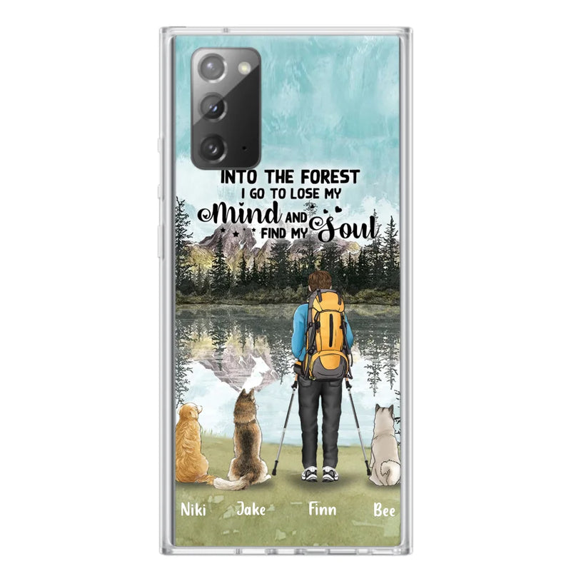 Personalized Solo Hiking With Dogs Phone Case - Woman/Man With Up to 3 Pets - Case For iPhone and Samsung - Q67GXN