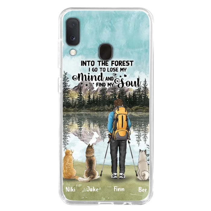 Custom Personalized Solo Hiking With Dogs Phone Case - Woman/Man With Upto 3 Pets - Case For iPhone and Samsung - Q67GXN