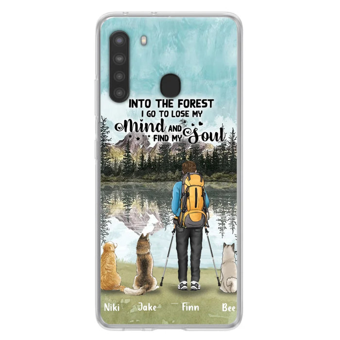 Custom Personalized Solo Hiking With Dogs Phone Case - Woman/Man With Upto 3 Pets - Case For iPhone and Samsung - Q67GXN