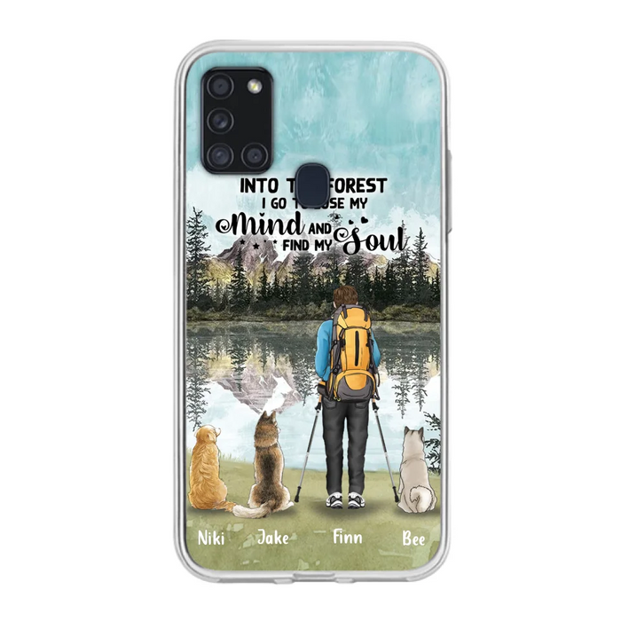 Custom Personalized Solo Hiking With Dogs Phone Case - Woman/Man With Upto 3 Pets - Case For iPhone and Samsung - Q67GXN