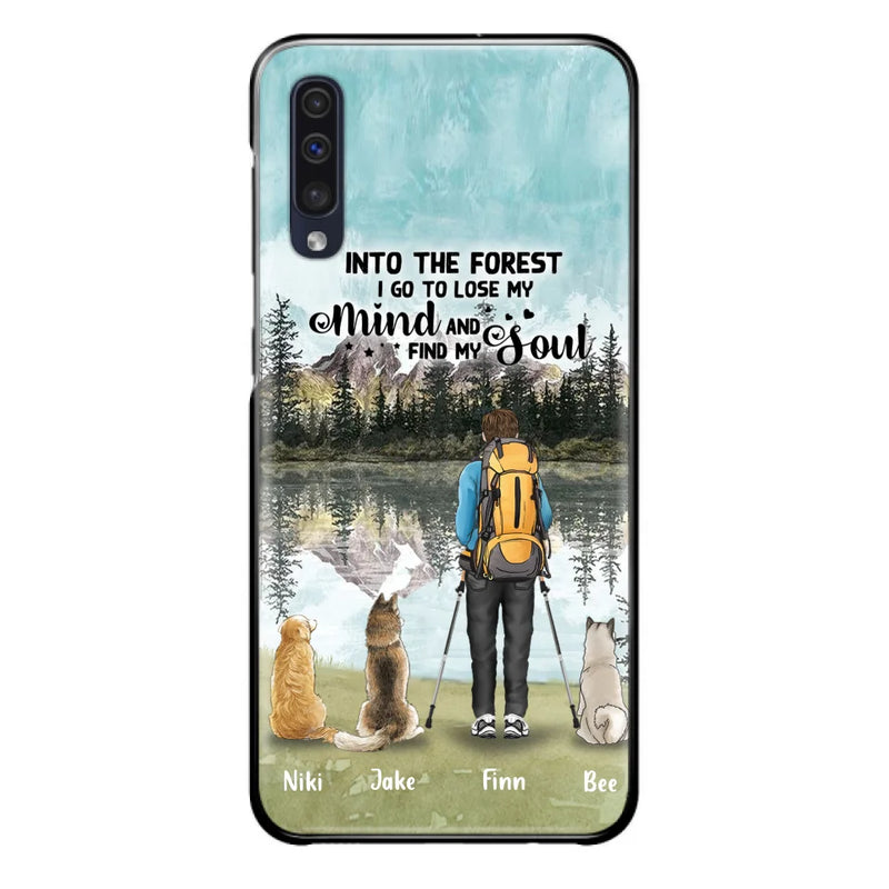 Personalized Solo Hiking With Dogs Phone Case - Woman/Man With Up to 3 Pets - Case For iPhone and Samsung - Q67GXN
