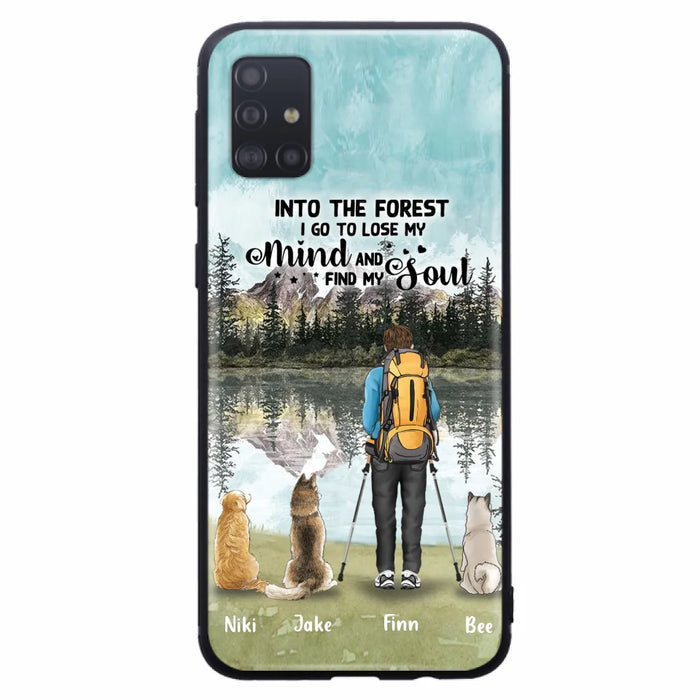 Custom Personalized Solo Hiking With Dogs Phone Case - Woman/Man With Upto 3 Pets - Case For iPhone and Samsung - Q67GXN