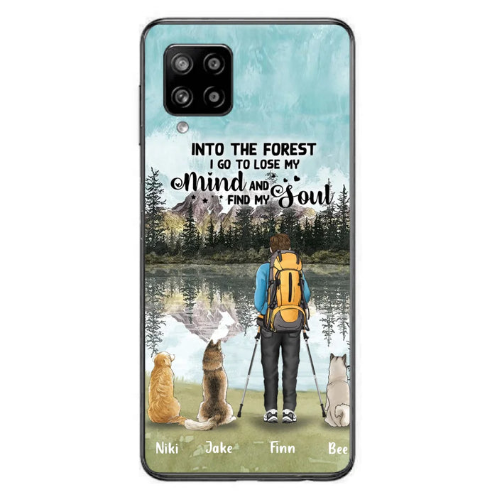 Custom Personalized Solo Hiking With Dogs Phone Case - Woman/Man With Upto 3 Pets - Case For iPhone and Samsung - Q67GXN