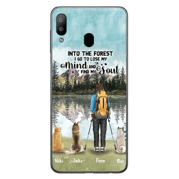 Custom Personalized Solo Hiking With Dogs Phone Case - Woman/Man With Upto 3 Pets - Case For iPhone and Samsung - Q67GXN