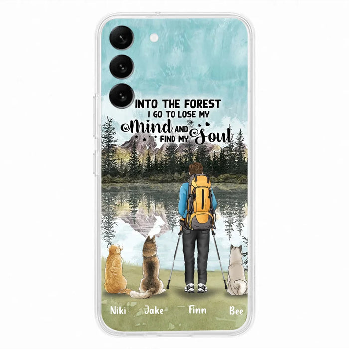 Custom Personalized Solo Hiking With Dogs Phone Case - Woman/Man With Upto 3 Pets - Case For iPhone and Samsung - Q67GXN