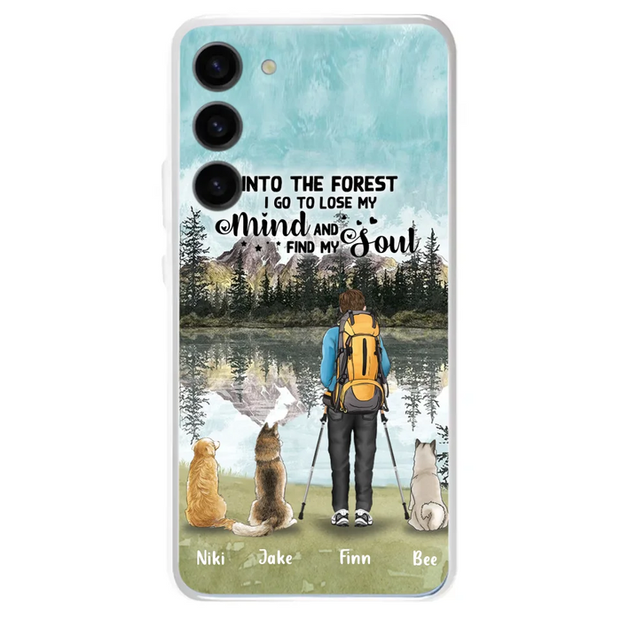 Custom Personalized Solo Hiking With Dogs Phone Case - Woman/Man With Upto 3 Pets - Case For iPhone and Samsung - Q67GXN