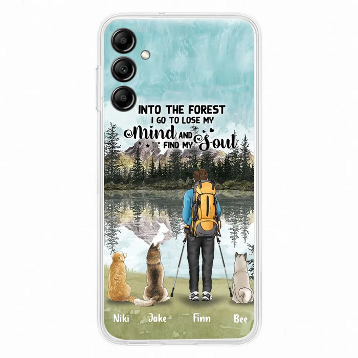 Custom Personalized Solo Hiking With Dogs Phone Case - Woman/Man With Upto 3 Pets - Case For iPhone and Samsung - Q67GXN