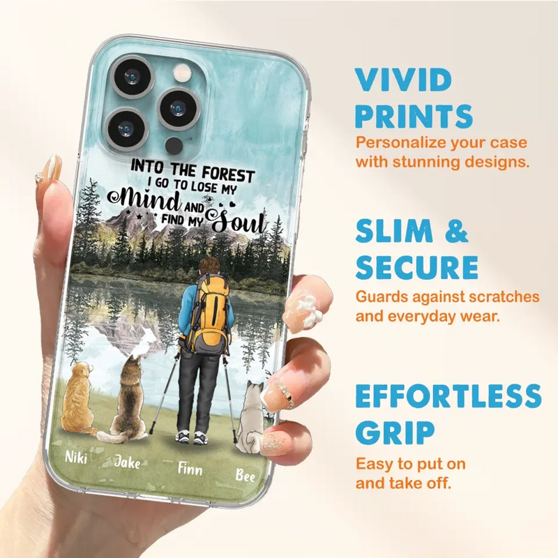 Personalized Solo Hiking With Dogs Phone Case - Woman/Man With Up to 3 Pets - Case For iPhone and Samsung - Q67GXN