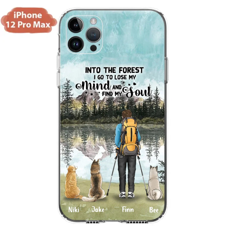 Personalized Solo Hiking With Dogs Phone Case - Woman/Man With Up to 3 Pets - Case For iPhone and Samsung - Q67GXN