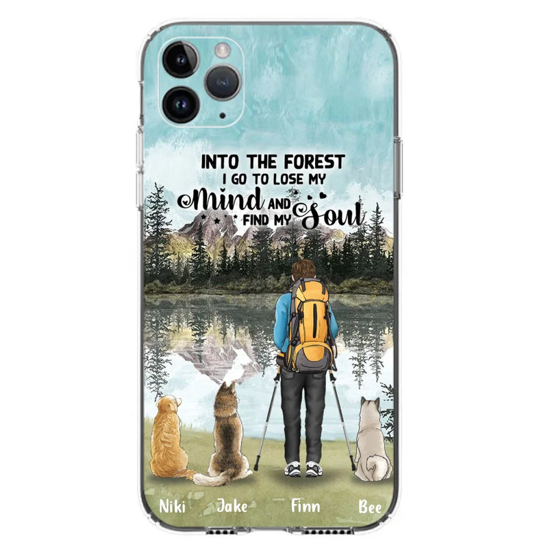 Personalized Solo Hiking With Dogs Phone Case - Woman/Man With Up to 3 Pets - Case For iPhone and Samsung - Q67GXN