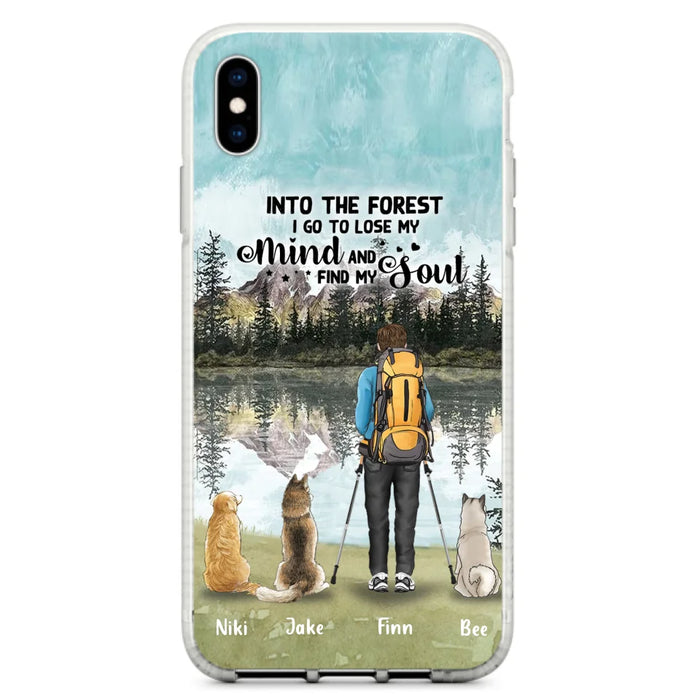 Custom Personalized Solo Hiking With Dogs Phone Case - Woman/Man With Upto 3 Pets - Case For iPhone and Samsung - Q67GXN