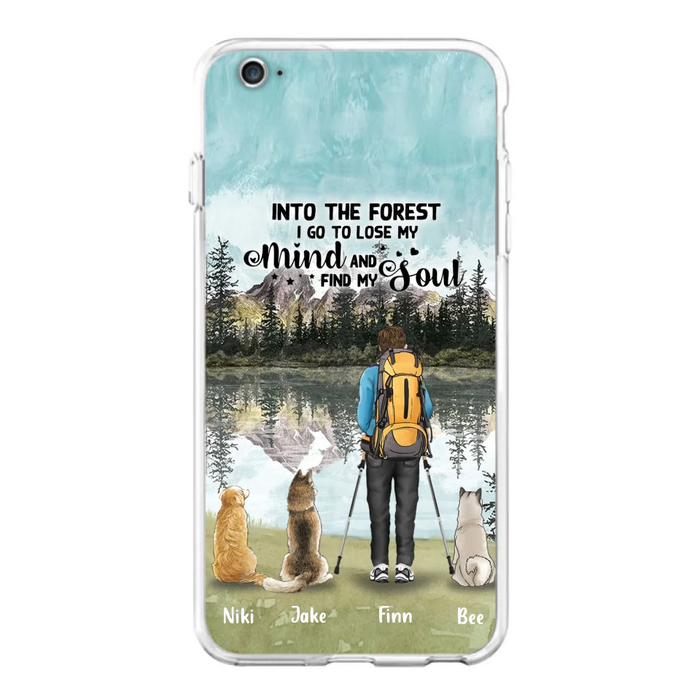 Custom Personalized Solo Hiking With Dogs Phone Case - Woman/Man With Upto 3 Pets - Case For iPhone and Samsung - Q67GXN