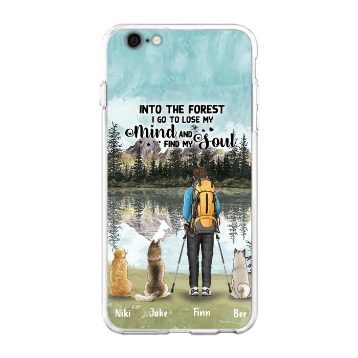 Custom Personalized Solo Hiking With Dogs Phone Case - Woman/Man With Upto 3 Pets - Case For iPhone and Samsung - Q67GXN