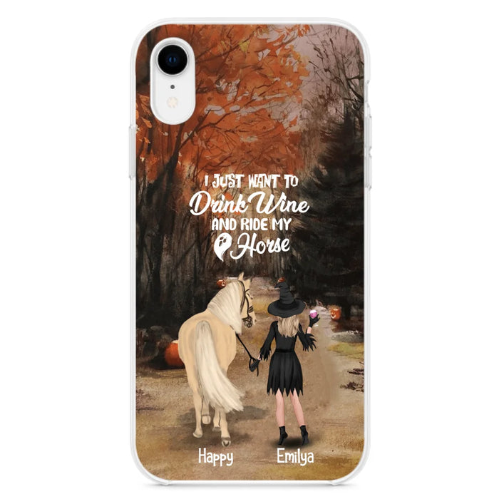 Custom Personalized Horse Witch Phone Case - Halloween Gift For Horse Lover - Drink Wine And Rise My Horse - Case For iPhone And Samsung - EQRIYV