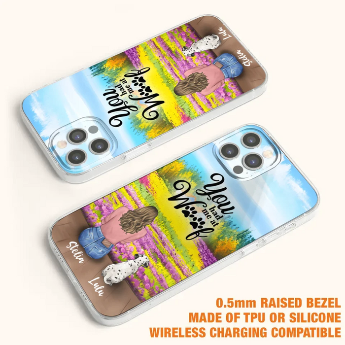 Custom Personalized Dog Mom With Flowers Background Phone Case - Gifts For Dog Lovers With Upto 4 Dogs - You Had Me At Woof - Case For iPhone, Samsung And Xiaomi - L4E2ZU