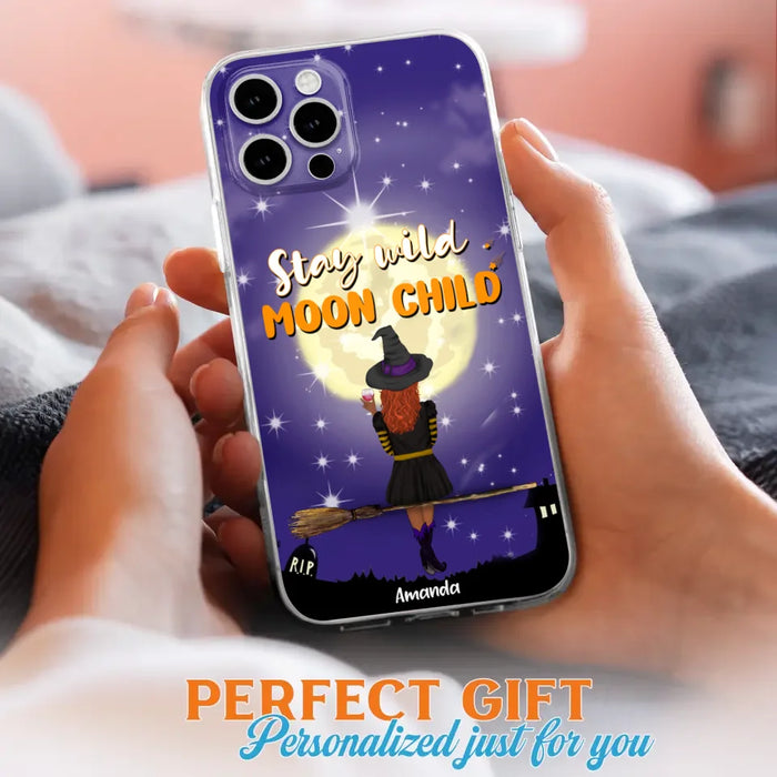 Custom Personalized Witchy Phone Case - Up to 3 Pets- Stay Wild Moon Child - Phone Case For iPhone, Samsung - OCEL9Z