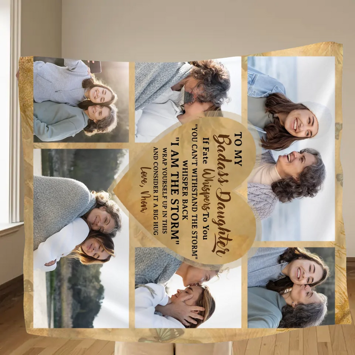 Custom Personalized To My Daughter Fleece Throw Blanket - Gift Idea For Daughter From Mom - Upload Photos