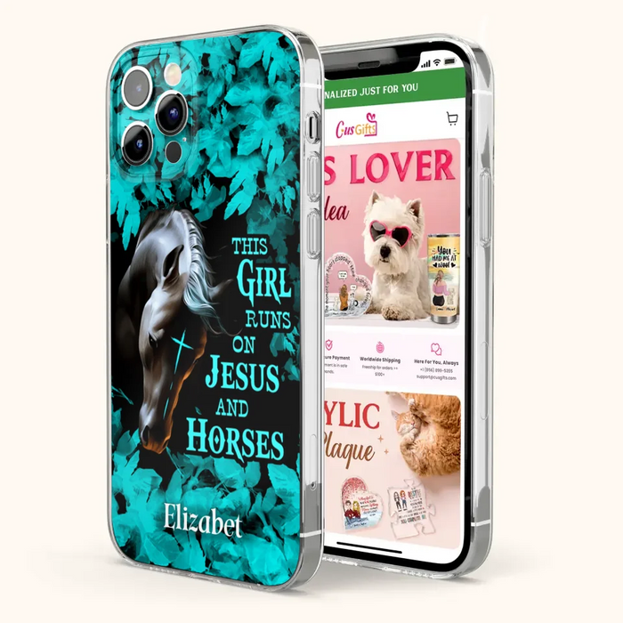 Custom Personalized Horse Girl Phone case - Case For iPhone And Samsung - This Girl Runs On Jesus And Horses