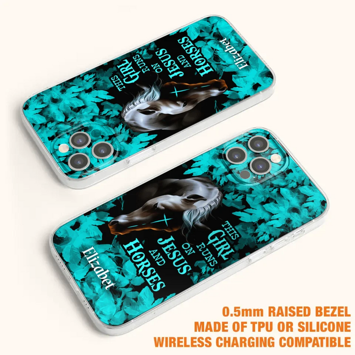 Custom Personalized Horse Girl Phone case - Case For iPhone And Samsung - This Girl Runs On Jesus And Horses