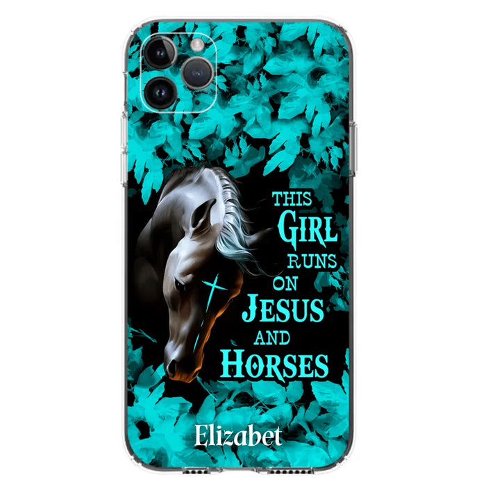 Custom Personalized Horse Girl Phone case - Case For iPhone And Samsung - This Girl Runs On Jesus And Horses