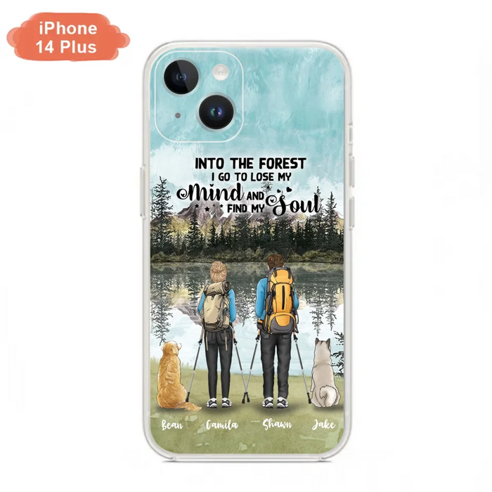 Custom Personalized Hiking Couple With Dogs Phone Case - Couple With Upto 2 Pets - Case For iPhone and Samsung - Q67GXN