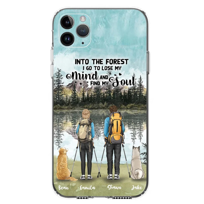 Custom Personalized Hiking Couple With Dogs Phone Case - Couple With Upto 2 Pets - Case For iPhone and Samsung - Q67GXN