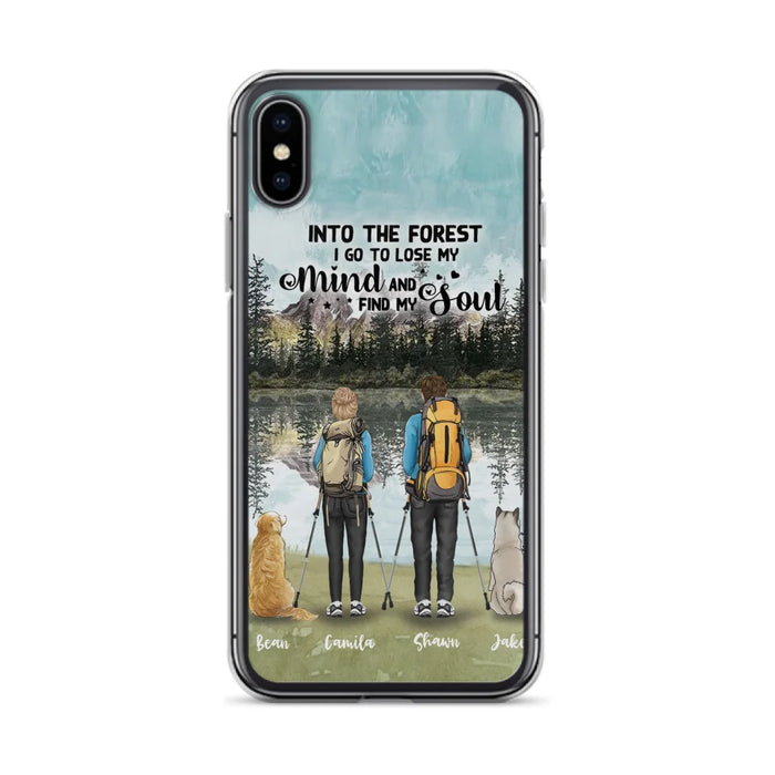 Custom Personalized Hiking Couple With Dogs Phone Case - Couple With Upto 2 Pets - Case For iPhone and Samsung - Q67GXN