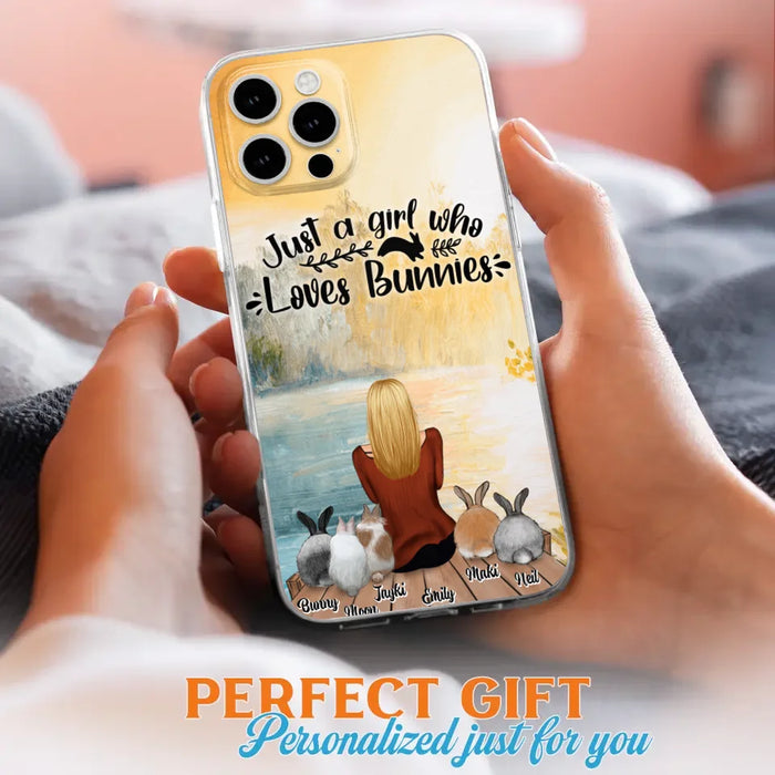 Custom Personalized Rabbit Mom Phone Case - Gifts For Rabbit Lovers With Upto 5 Rabbits - Just A Gril Who Loves Bunnies