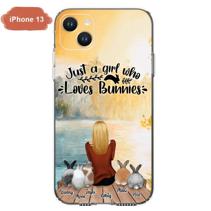 Custom Personalized Rabbit Mom Phone Case - Gifts For Rabbit Lovers With Upto 5 Rabbits - Just A Gril Who Loves Bunnies