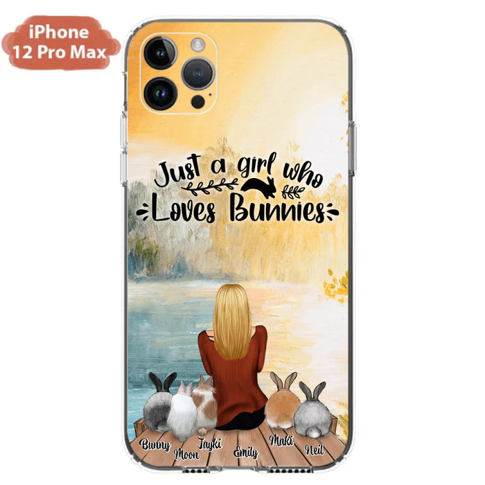 Custom Personalized Rabbit Mom Phone Case - Gifts For Rabbit Lovers With Upto 5 Rabbits - Just A Gril Who Loves Bunnies