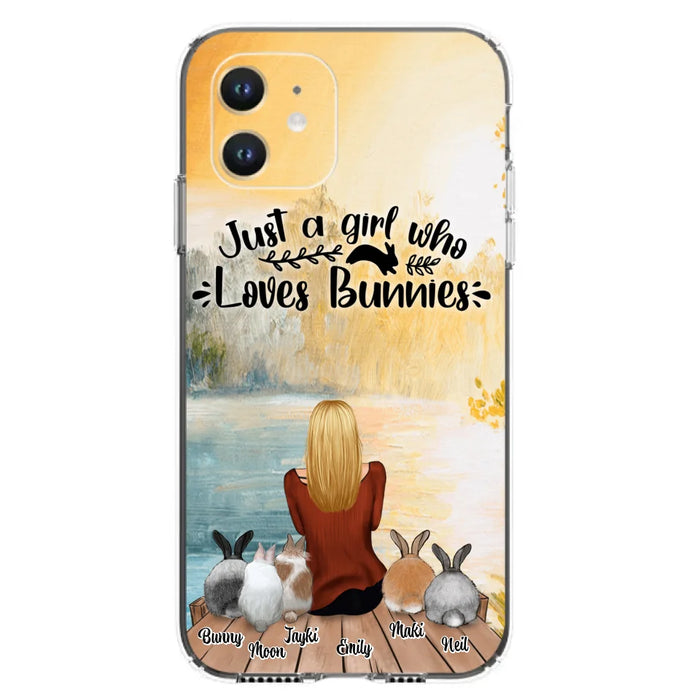 Custom Personalized Rabbit Mom Phone Case - Gifts For Rabbit Lovers With Upto 5 Rabbits - Just A Gril Who Loves Bunnies