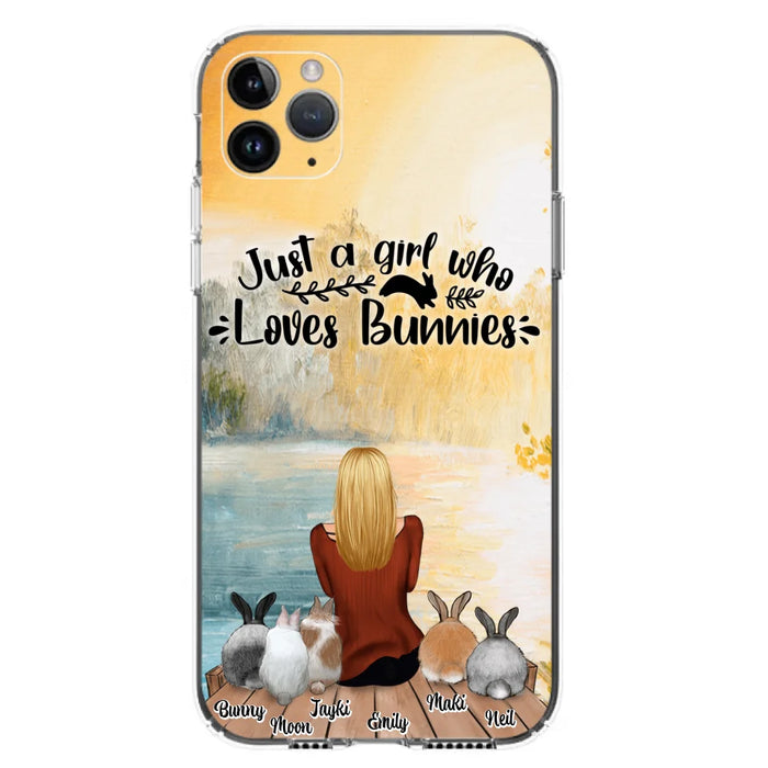 Custom Personalized Rabbit Mom Phone Case - Gifts For Rabbit Lovers With Upto 5 Rabbits - Just A Gril Who Loves Bunnies