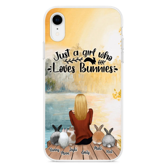 Custom Personalized Rabbit Mom Phone Case - Gifts For Rabbit Lovers With Upto 5 Rabbits - Just A Gril Who Loves Bunnies