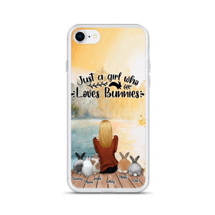 Custom Personalized Rabbit Mom Phone Case - Gifts For Rabbit Lovers With Upto 5 Rabbits - Just A Gril Who Loves Bunnies