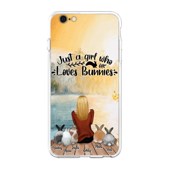 Custom Personalized Rabbit Mom Phone Case - Gifts For Rabbit Lovers With Upto 5 Rabbits - Just A Gril Who Loves Bunnies