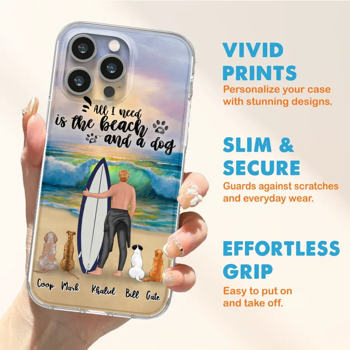 Custom Personalized Surfing Phone Case - Woman/Man With Upto 4 Pets  - Phone Case For iPhone and Samsung - To the Ocean I go - CCS180