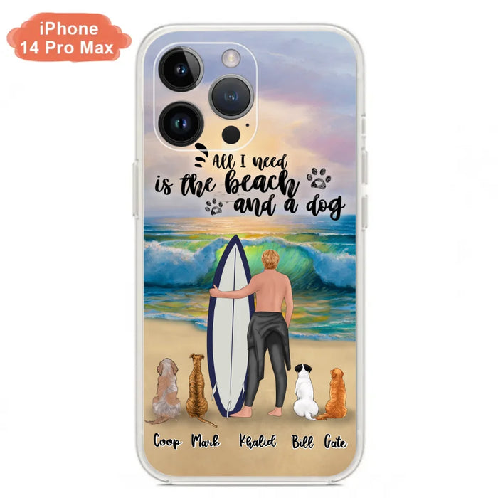 Custom Personalized Surfing Phone Case - Woman/Man With Upto 4 Pets  - Phone Case For iPhone and Samsung - To the Ocean I go - CCS180