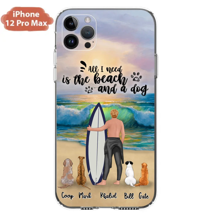 Custom Personalized Surfing Phone Case - Woman/Man With Upto 4 Pets  - Phone Case For iPhone and Samsung - To the Ocean I go - CCS180