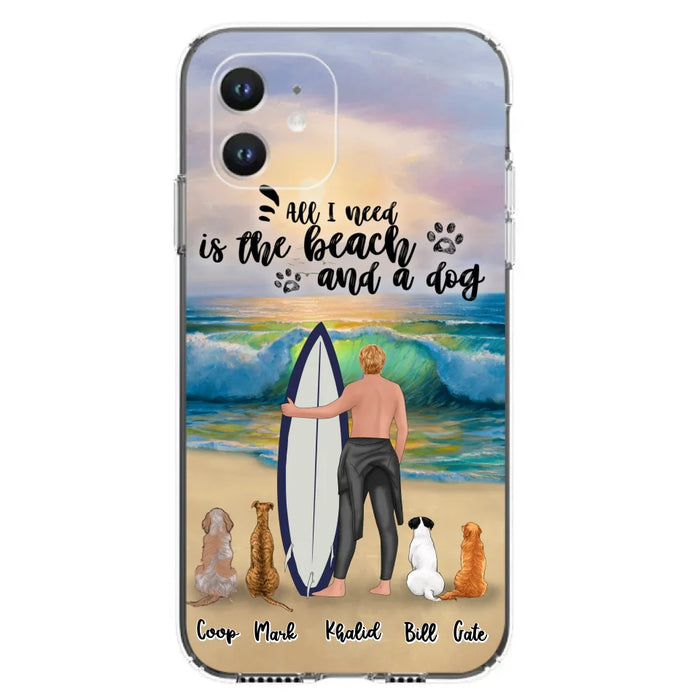 Custom Personalized Surfing Phone Case - Woman/Man With Upto 4 Pets  - Phone Case For iPhone and Samsung - To the Ocean I go - CCS180