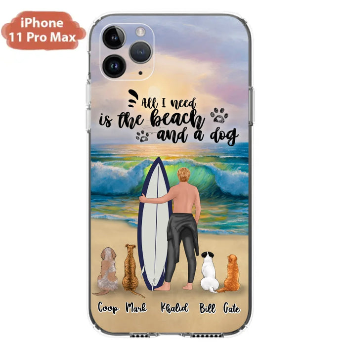 Custom Personalized Surfing Phone Case - Woman/Man With Upto 4 Pets  - Phone Case For iPhone and Samsung - To the Ocean I go - CCS180