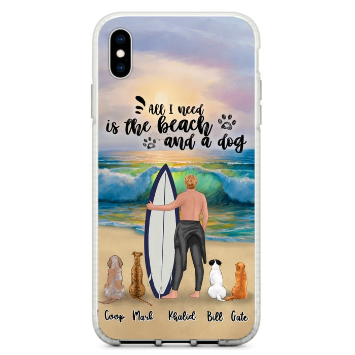 Custom Personalized Surfing Phone Case - Woman/Man With Upto 4 Pets  - Phone Case For iPhone and Samsung - To the Ocean I go - CCS180