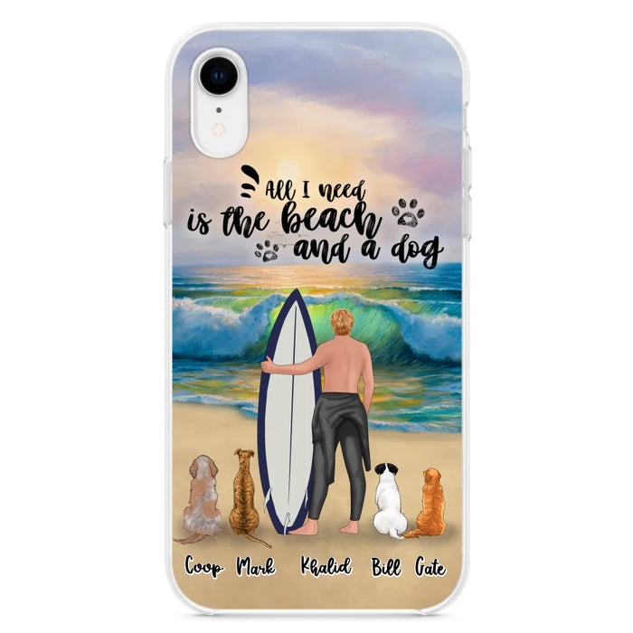 Custom Personalized Surfing Phone Case - Woman/Man With Upto 4 Pets  - Phone Case For iPhone and Samsung - To the Ocean I go - CCS180