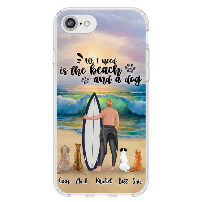 Custom Personalized Surfing Phone Case - Woman/Man With Upto 4 Pets  - Phone Case For iPhone and Samsung - To the Ocean I go - CCS180