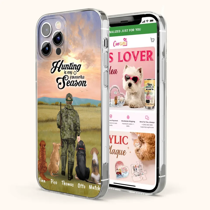 Custom Personalized Hunting Phone Case - Man/Woman With Upto 4 Dogs - Phone Case For iPhone And Samsung - 4168OK